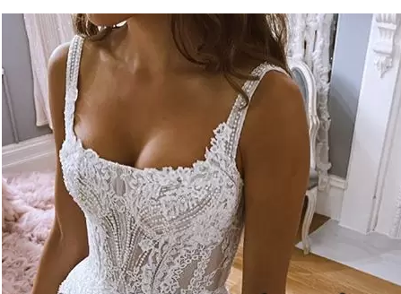 Gorgeous Square Neck Split Mermaid Prom Dresses with Appliques  C625