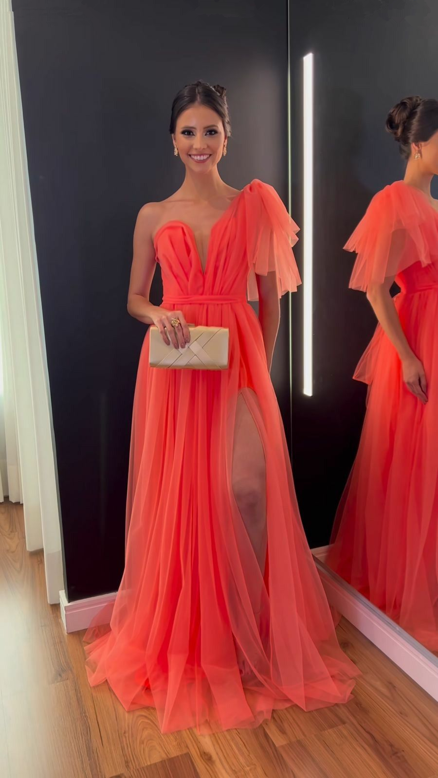 Chic A-line One Shoulder Evening Dress With Split Gala Dress Y5236 - VelvetHem