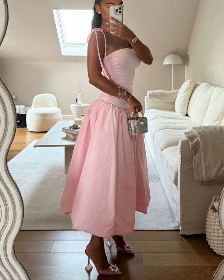 Pink Prom Dress Sleeveless Formal Party Evening Gown - View 2 | FashionDia
