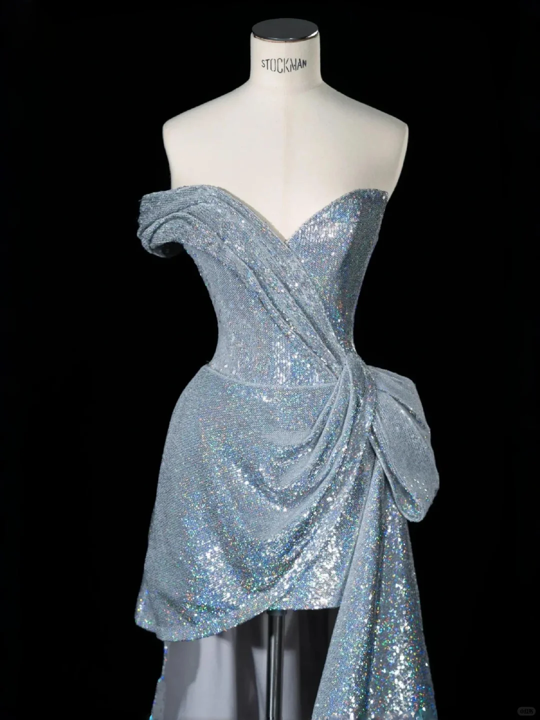 Glitter Blue Off The Shoulder Sequins Birthday Dress Formal Graduation Homecoming Dress S478