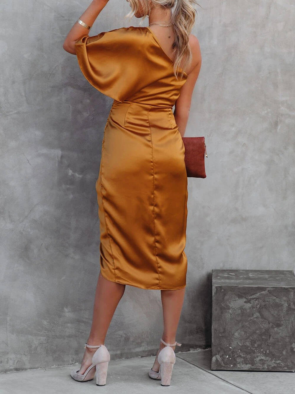 Single Sleeve Irregular Evening Dress - View 7 | VelvetHem