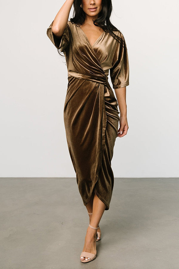 V-neck sexy irregular skirt evening dress - View 10 | VelvetHem