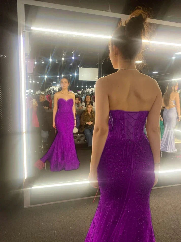 Hot Pink Mermaid Long Prom Gown Evening Dress - View 6 | FashionDia