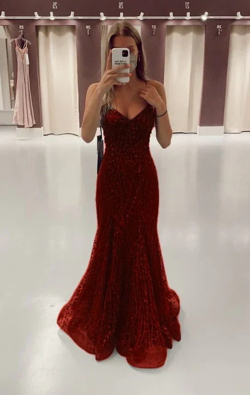 Green Long Mermaid Prom Dresses Formal Evening Gowns