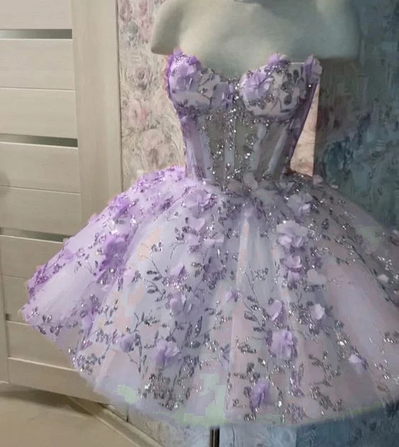 Vintage Short Pink Homecoming Dresses with Flowers