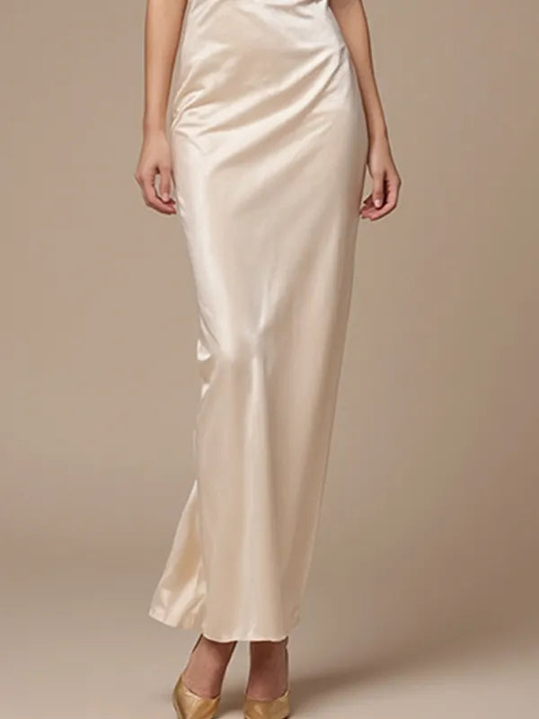 Party Dress Elegant Champagne Off-the-Shoulder Maxi Dress - View 3 | FashionDia