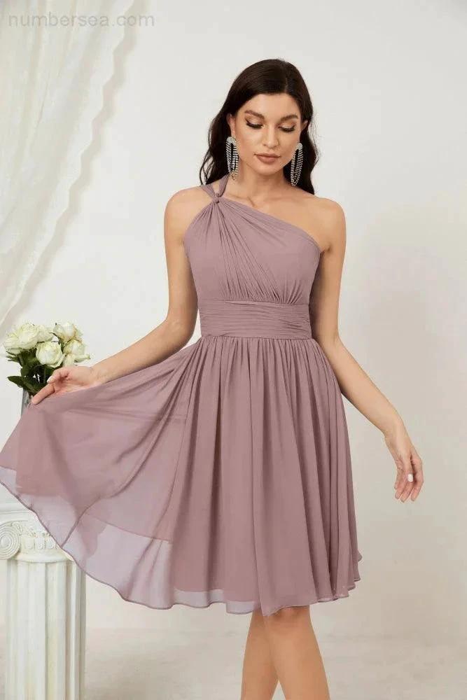 ZapDress Women Chiffon Short One Shoulder Bridesmaid Dress Formal Dresses for Party Homecoming  2804 (ZD16948)