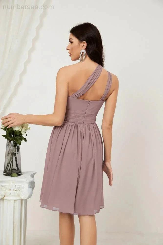 ZapDress Women Chiffon Short One Shoulder Bridesmaid Dress Formal Dresses for Party Homecoming  2804 (ZD16948)