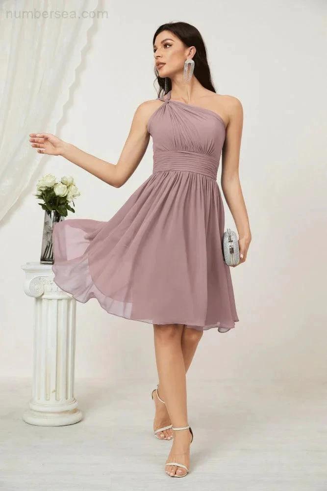 ZapDress Women Chiffon Short One Shoulder Bridesmaid Dress Formal Dresses for Party Homecoming  2804 (ZD16948)