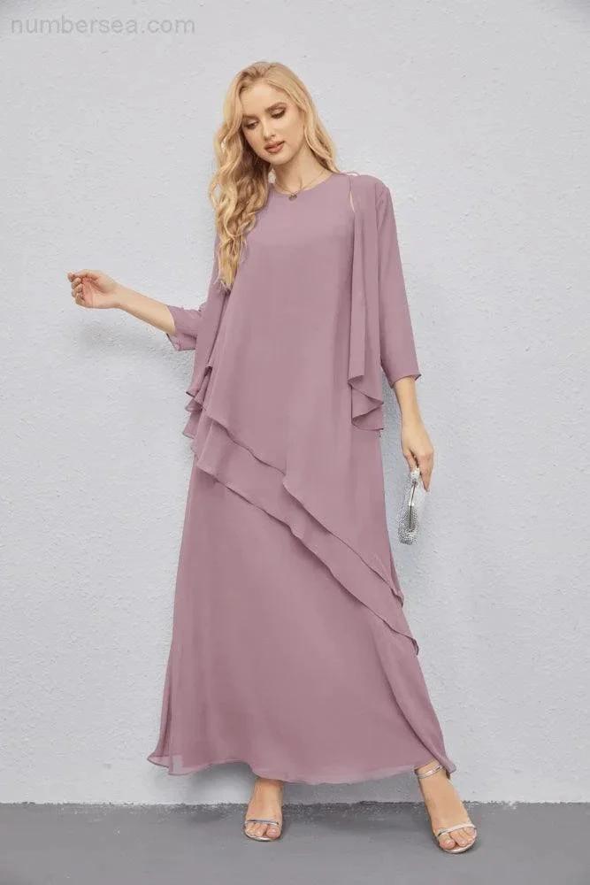Mother of Bride Dresses with Open Front Lightweight Cardigan Formal Prom Gown  28081 (ZD16990)