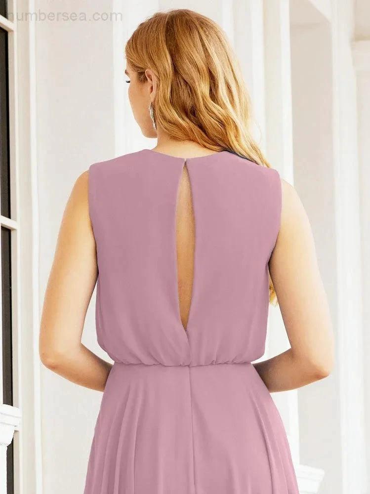 ZapDress Sleeveless Long Bridesmaid Dress A line Formal Evening Prom Gown 28025 (ZD17053)