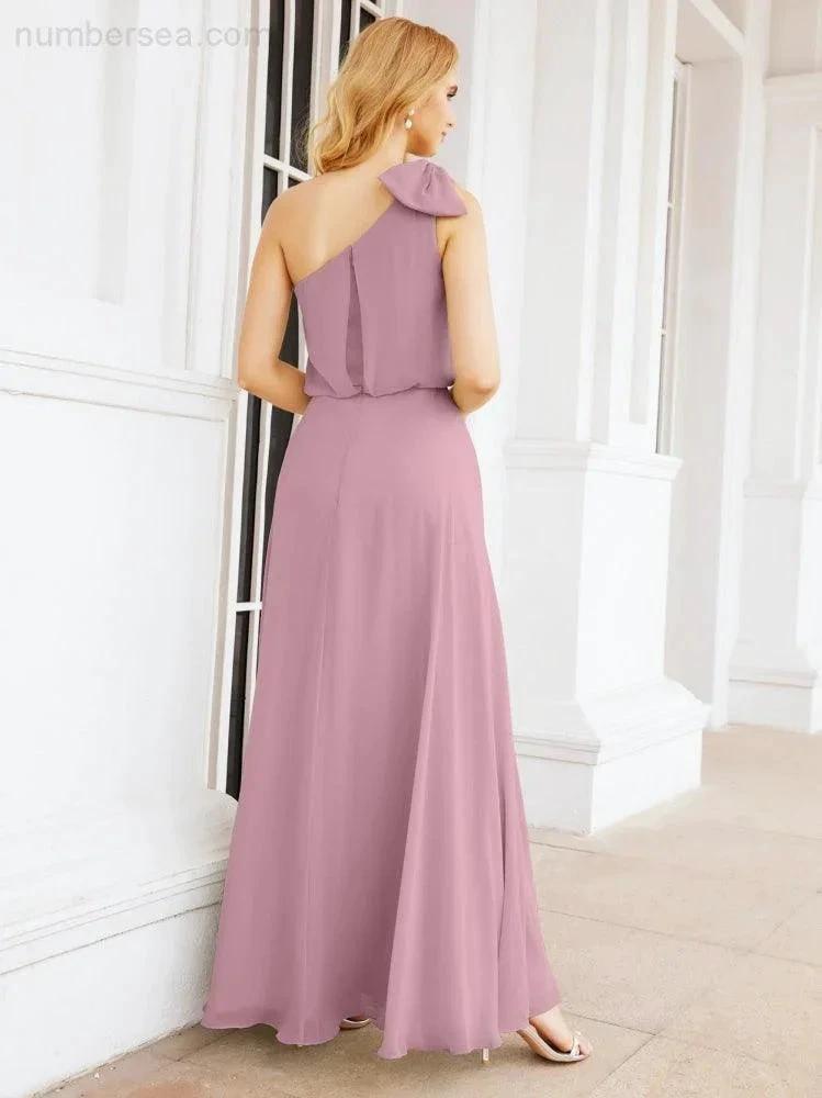 ZapDress Chiffon Ruffled One Shoulder Sleeveless Long Bride Dresses A-line Formal Evening Gown Side Split 28057 (ZD17041)
