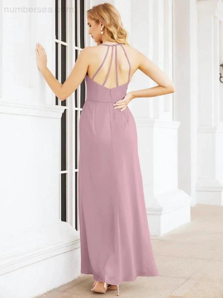 ZapDress Spaghetti Strap Bridesmaid Dresses V-Neck Long A-Line Formal Prom Gowns 28063 (ZD17045)