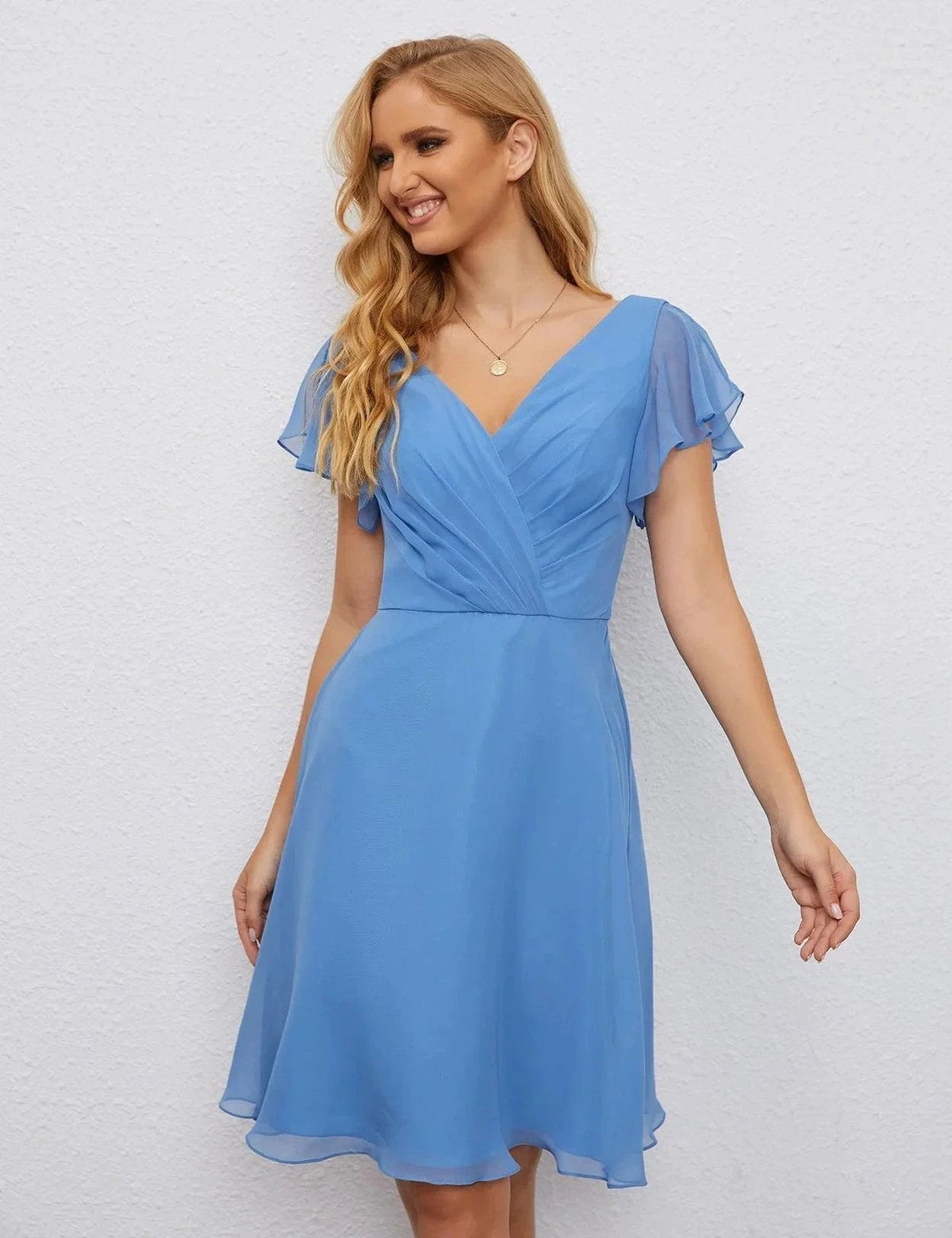 ZapDress U Back Homecoming Dress Formal Prom Dress Knee Length Short Sleeves Cocktail Party Dress 28077 (ZD16953)