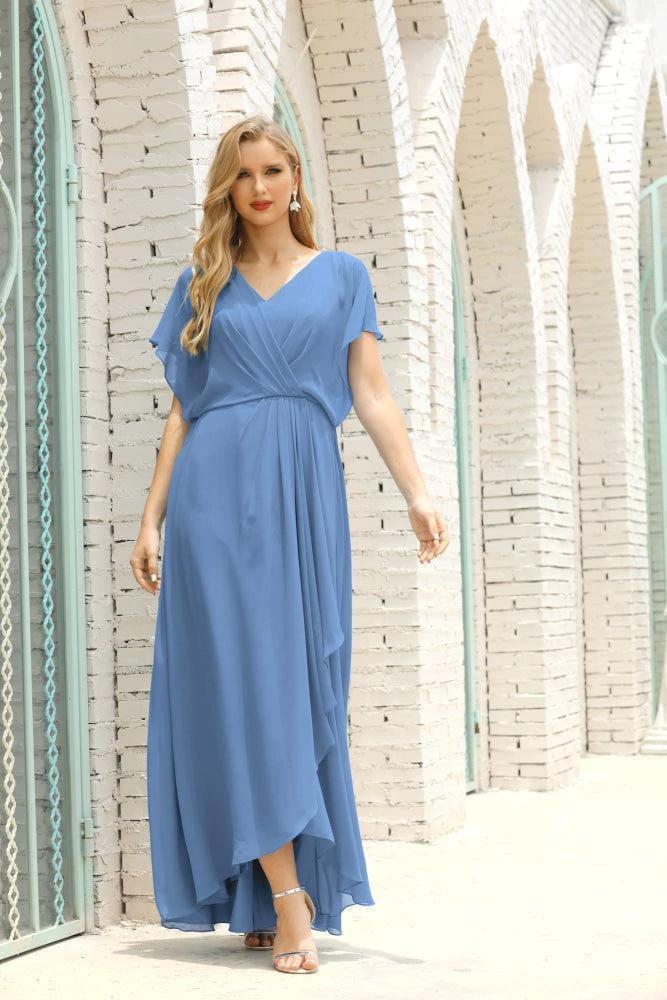 Numbersea Mother of The Bride Dresses Plus Size V-Neck Floor Length Formal Prom Dress for Wedding Guest 28020 by numbersea