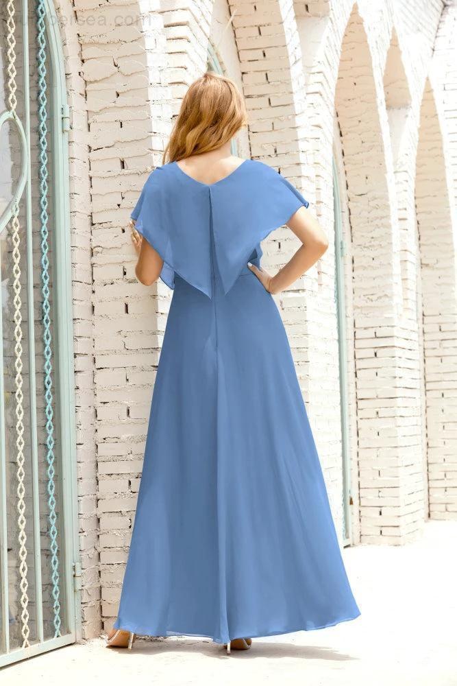 Zapdress Mother of The Bride Dresses Plus Size V-Neck Floor Length Formal Prom Dress for Wedding Guest 28020 (ZD17058)