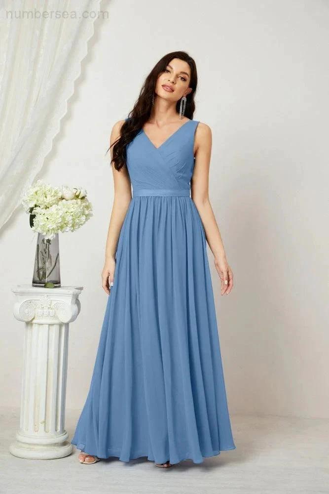 Women's Chiffon Long Bridesmaid Dresses A line Sleeveless Formal Prom Gown for Evening Party Homecoming Dresses 2808 (ZD16947)