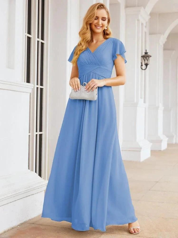 Numbersea Formal Prom Gowns for Mother of The Bride Cap Sleeves Bridesmaid Dress 28047 by numbersea
