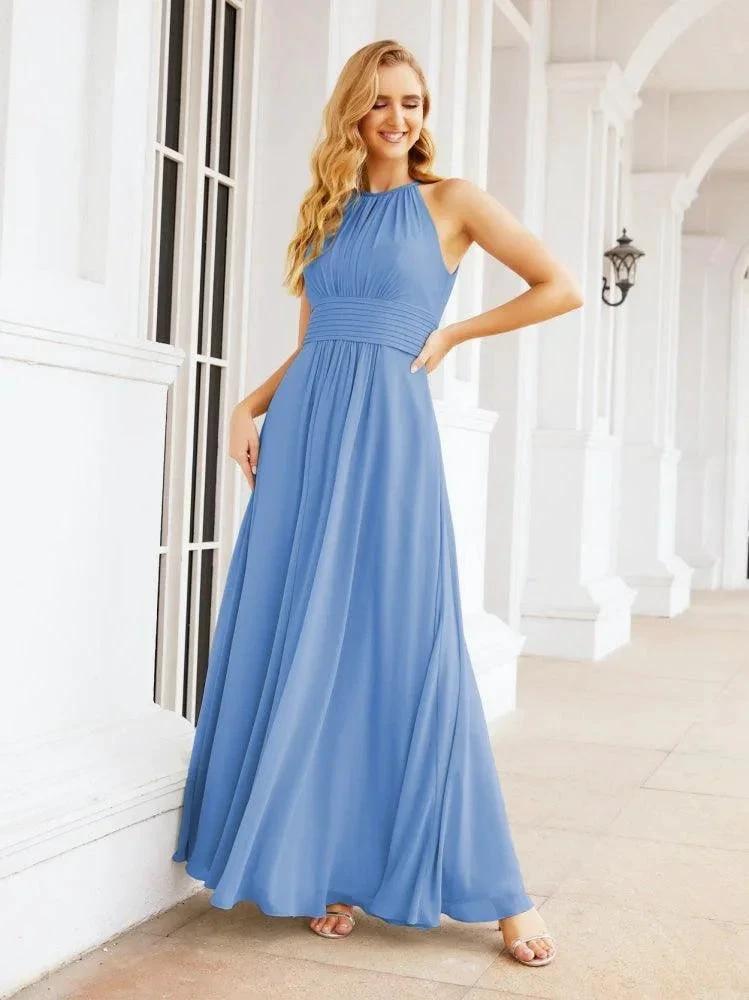 Numbersea Keyhole Bridesmaid Dresses Sleeveless Formal Evening Party Prom Gowns 28043 by numbersea