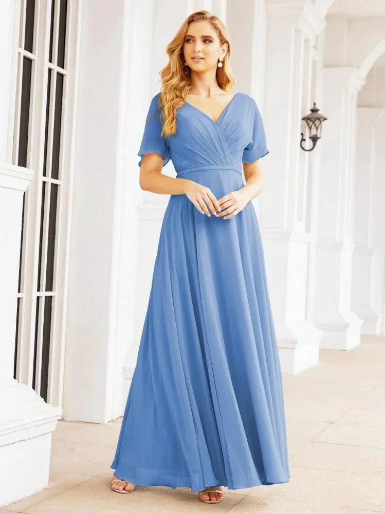 Numbersea Formal Prom Gowns for Mother of The Bride Short Sleeves Bridesmaid Dress 28049 by numbersea