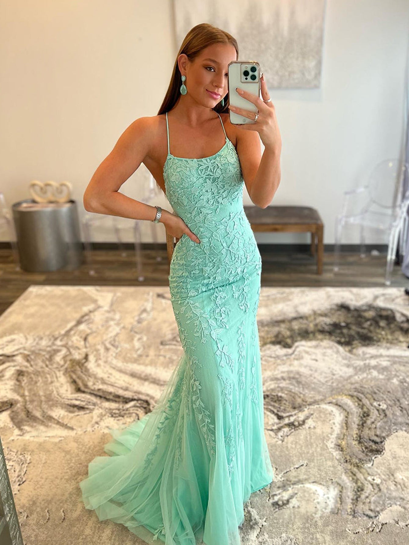 Mermaid Light Blue Prom Dress Long Evening Dress - Fashionpara