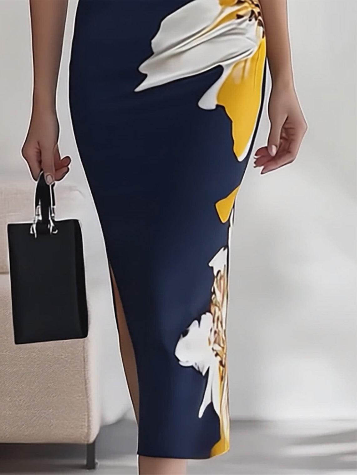 Elegant Printed Workplace Party Festival Midi Dress