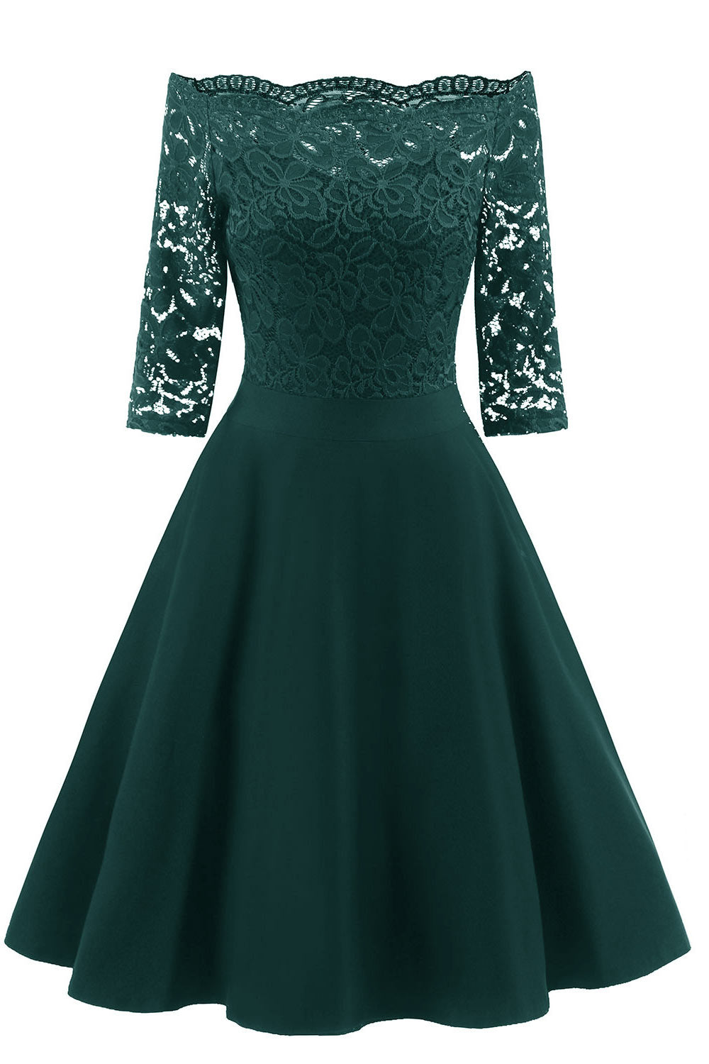 Chic Black Lace Off-the-shoulder Homecoming Dress - Fashionpara