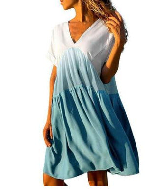 Carmen Pocketed Colorblock Babydoll Dress Sage