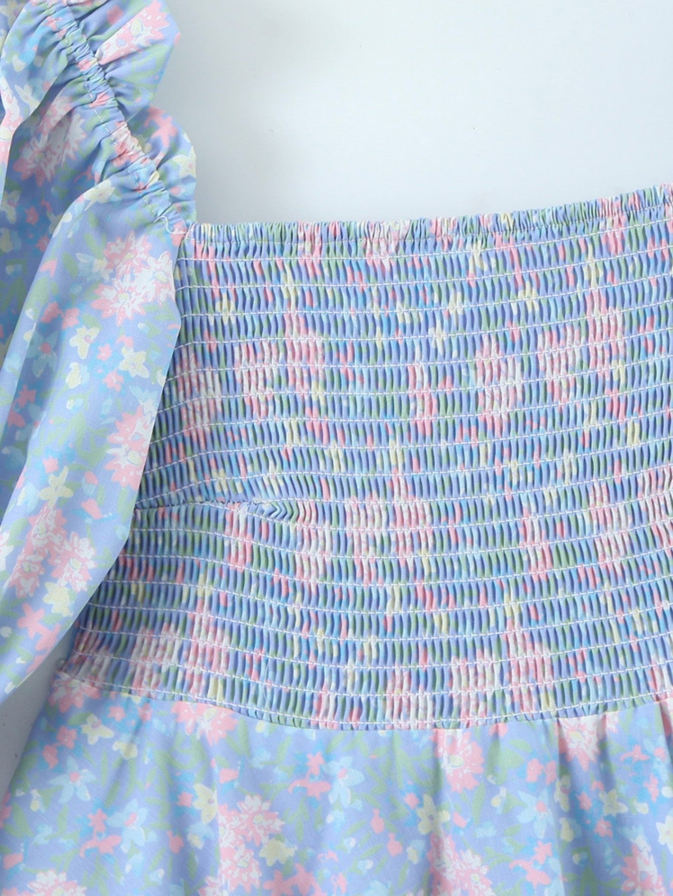 Short Puff Sleeves Cute Blue Aquare Collar Short Graduation Party Dress - Fashionpara