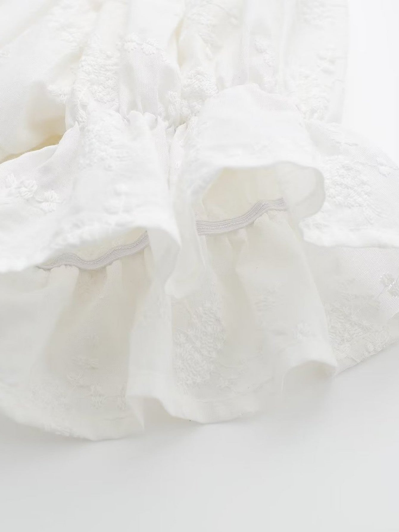 Short Puff Sleeves Cute White Aquare Collar Short Graduation Party Dress - Fashionpara