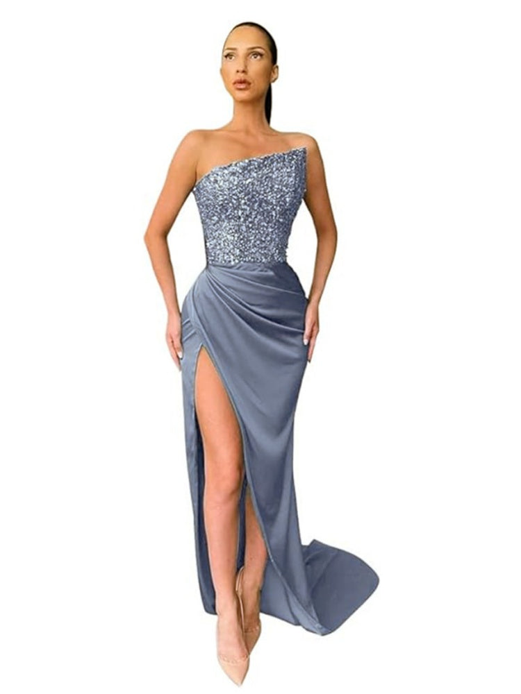 Celestial Glitter Evening Maxi Gown