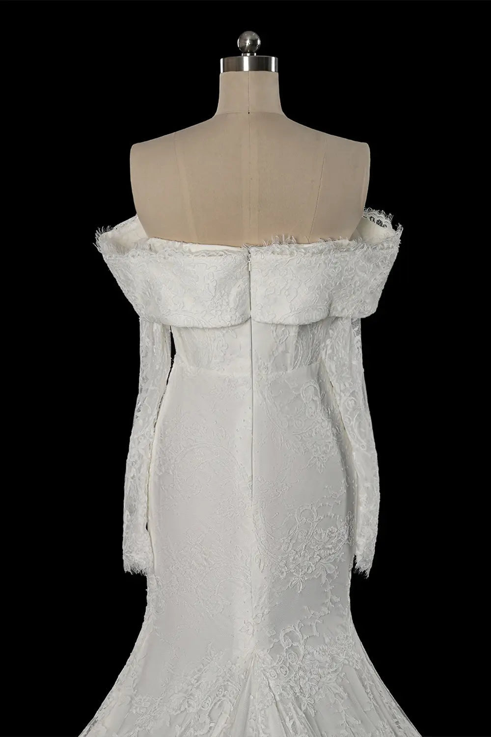 White Long Sleeve Corset Mermaid Bridal Gown with Cathedral Train ZP209