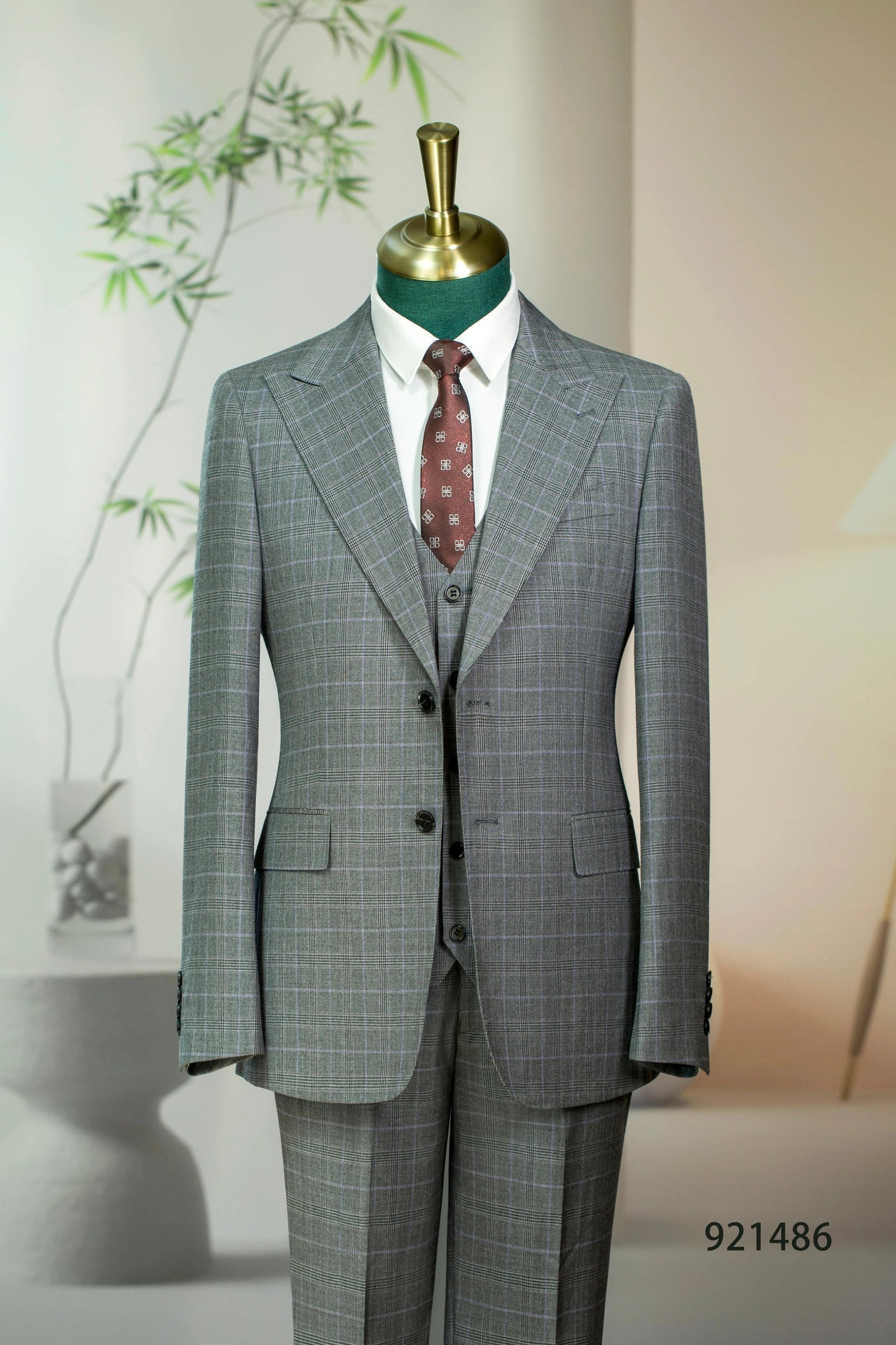 Diberon Men's Wedding Dress Business Formal Three-piece Slim Groomsman Groom Wedding Dress 921468 by 男装