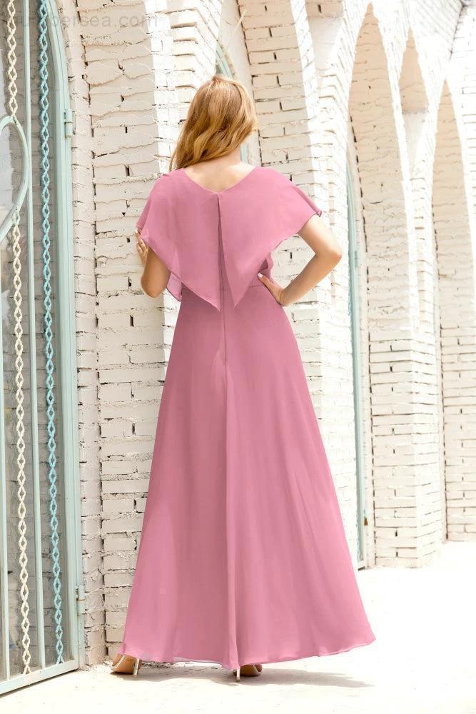 Zapdress Mother of The Bride Dresses Plus Size V-Neck Floor Length Formal Prom Dress for Wedding Guest 28020 (ZD17058)
