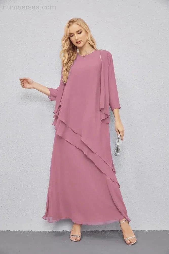 Mother of Bride Dresses with Open Front Lightweight Cardigan Formal Prom Gown  28081 (ZD16990)