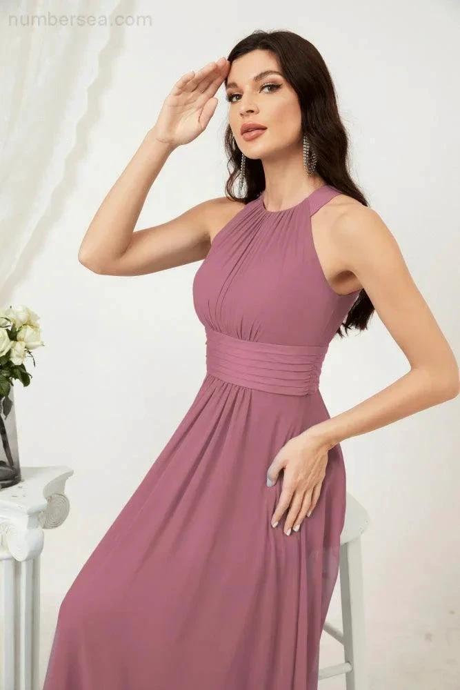 ZapDress Formal Party Gown Dress Chiffon Halter Long Sleeveless Bridesmaid Dresses 2802 (ZD16960)