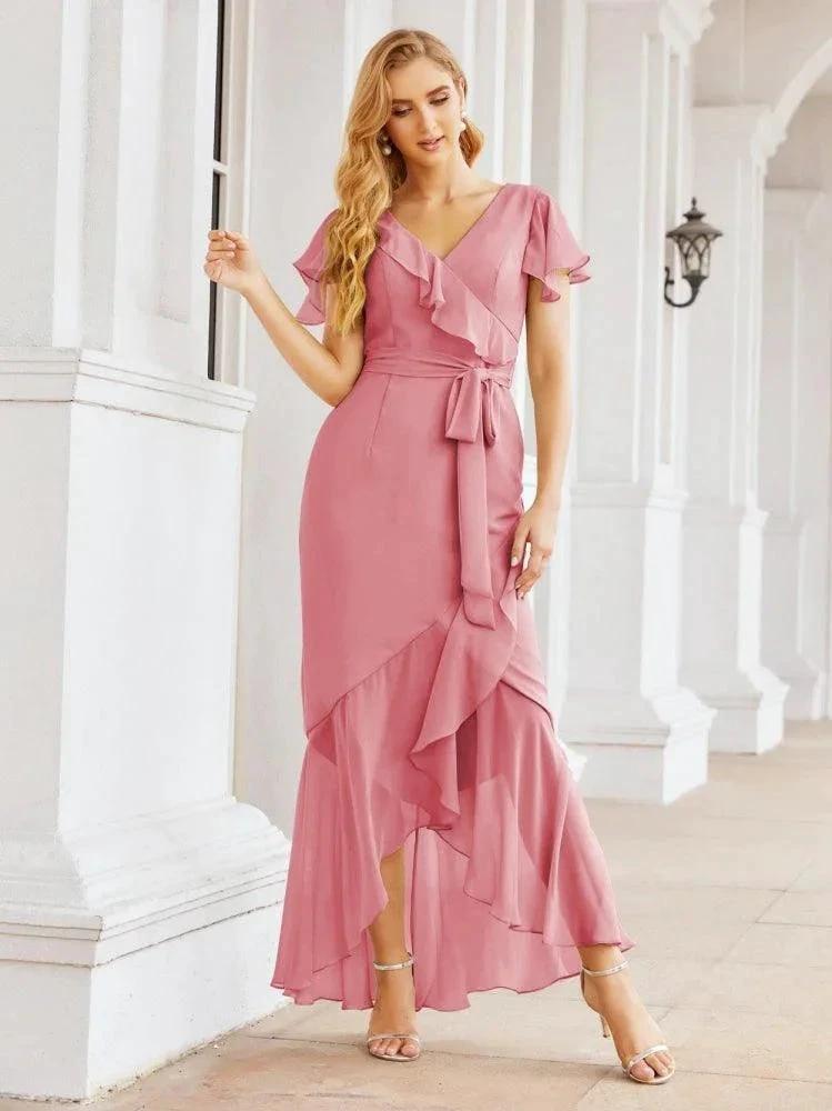 Numbersea Ruffled Bridesmaid Dresses Mermaid Formal Violin Evening Party Prom Gowns 28042 by numbersea