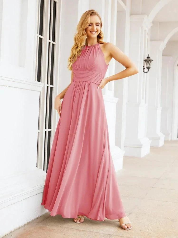 Numbersea Keyhole Bridesmaid Dresses Sleeveless Formal Evening Party Prom Gowns 28043 by numbersea