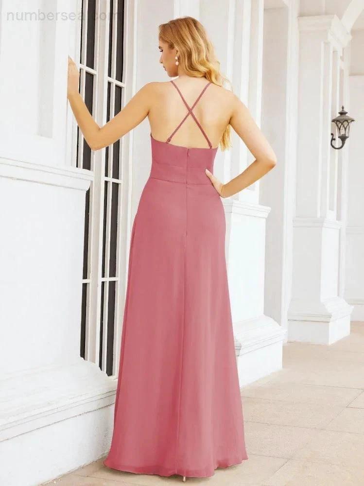 ZapDress Halter Bridesmaid Dresses with Pockets Sleeveless Formal Evening Party Prom Gowns  28055 (ZD17039)