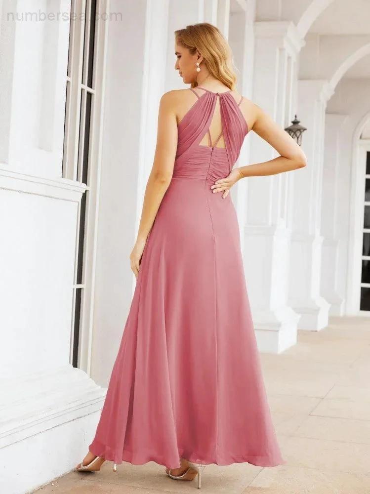 ZapDress Double Spaghetti Straps Bridesmaid Dresses for Women Long Formal Party Dress Side Split 28051 (ZD17036)