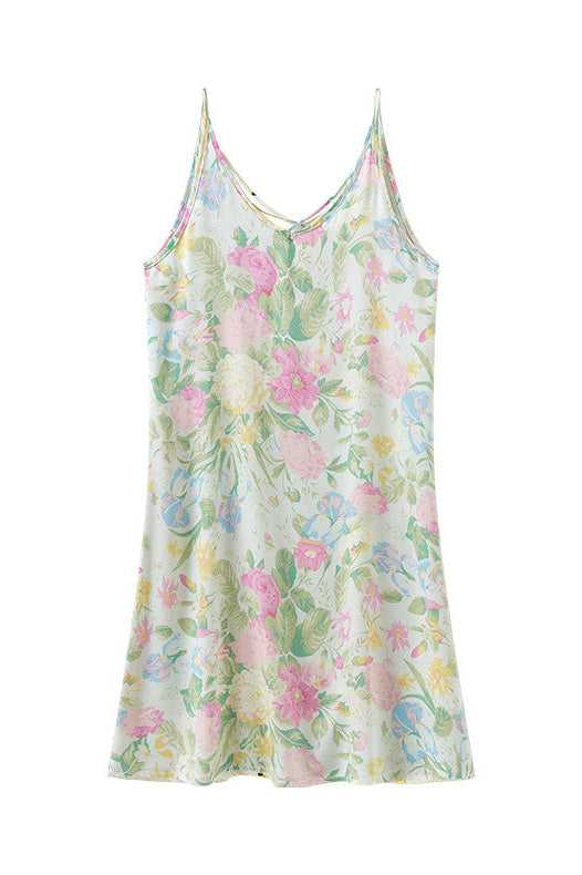 Emilia Boutique Printed Camisole Dress with Crossed Straps At the Back Chic Silhouette Collection