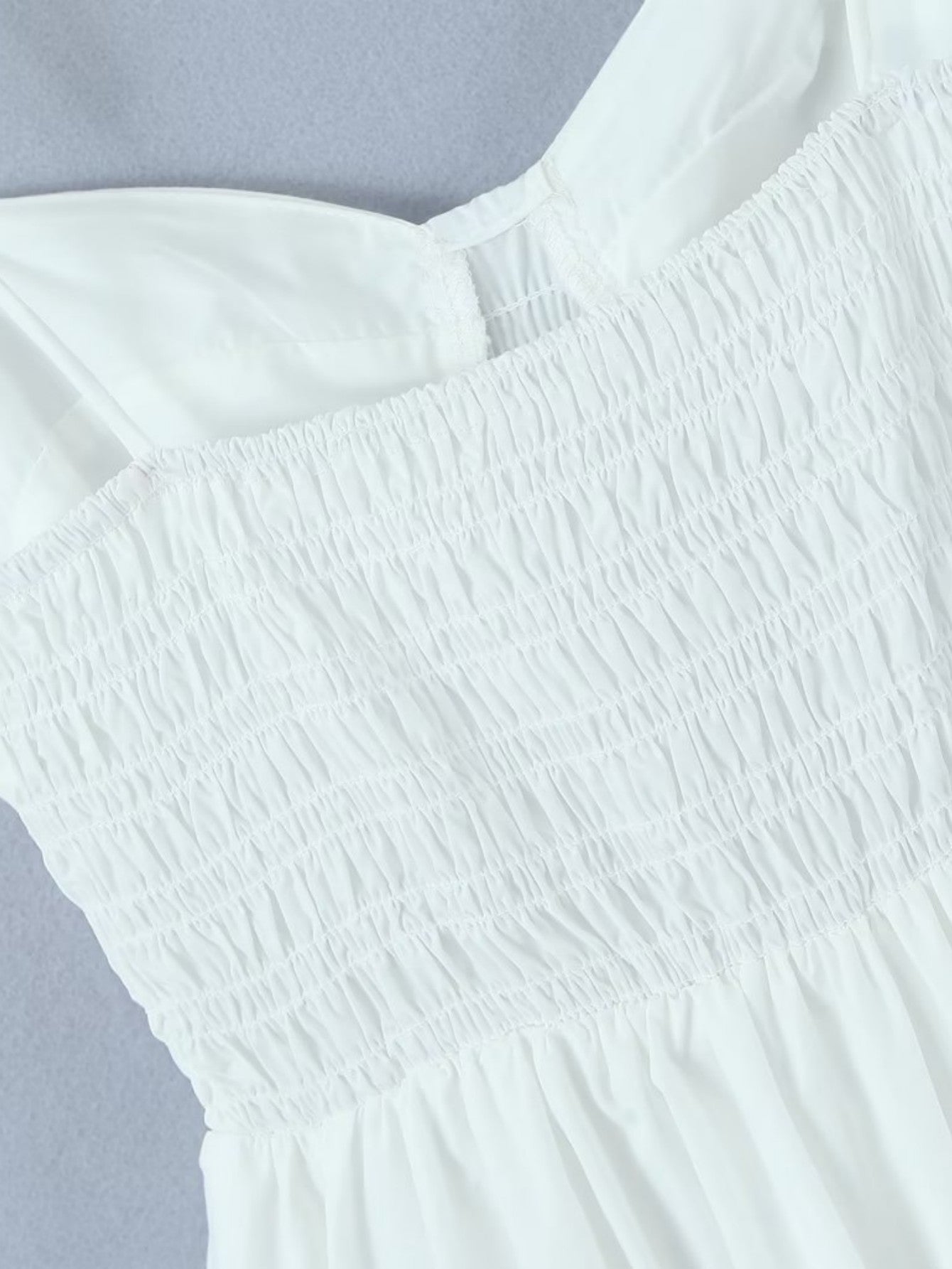 White V Neck Simple Short Graduation Sundress - Fashionpara