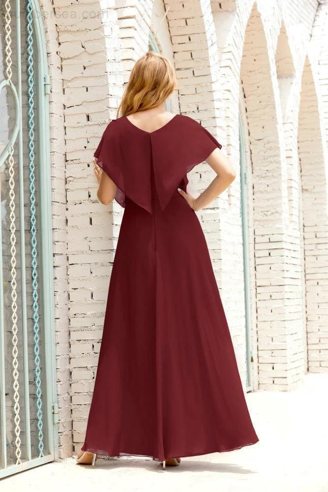 Zapdress Mother of The Bride Dresses Plus Size V-Neck Floor Length Formal Prom Dress for Wedding Guest 28020 (ZD17058)