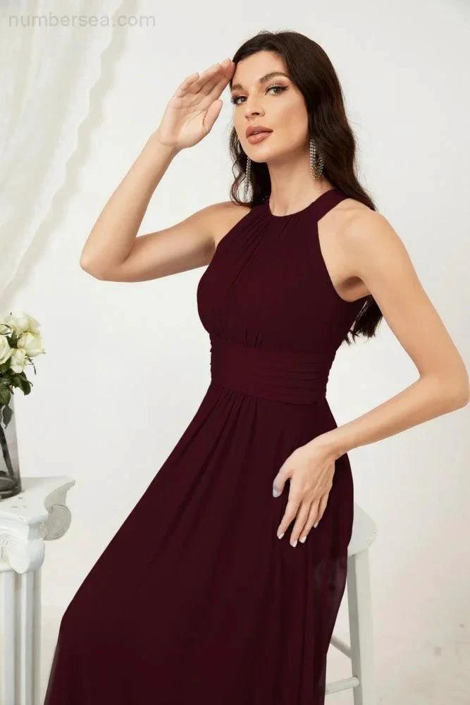ZapDress Formal Party Gown Dress Chiffon Halter Long Sleeveless Bridesmaid Dresses 2802 (ZD16960)