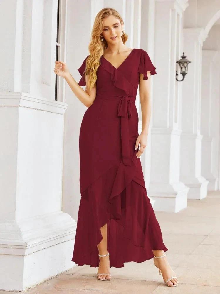Numbersea Ruffled Bridesmaid Dresses Mermaid Formal Violin Evening Party Prom Gowns 28042 by numbersea