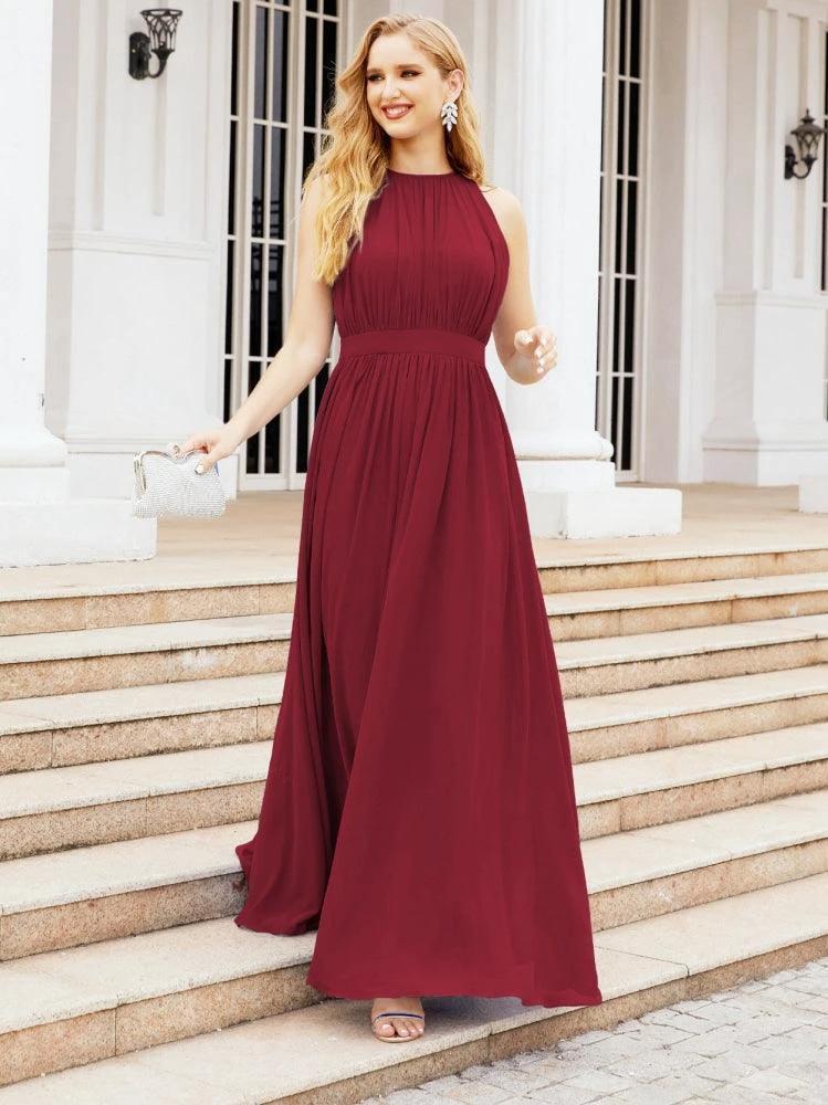 Numbersea Halter Bridesmaid Dress Empire Waist Formal Evening Prom Gown for Mother of The Bride 28030 by numbersea