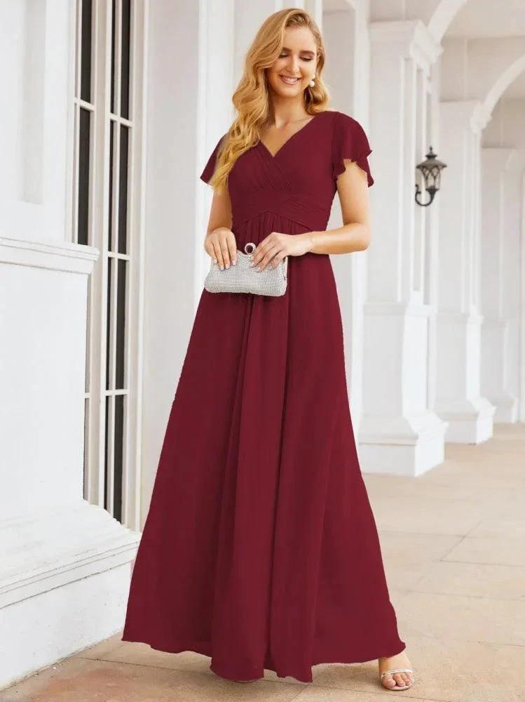 Numbersea Formal Prom Gowns for Mother of The Bride Cap Sleeves Bridesmaid Dress 28047 by numbersea