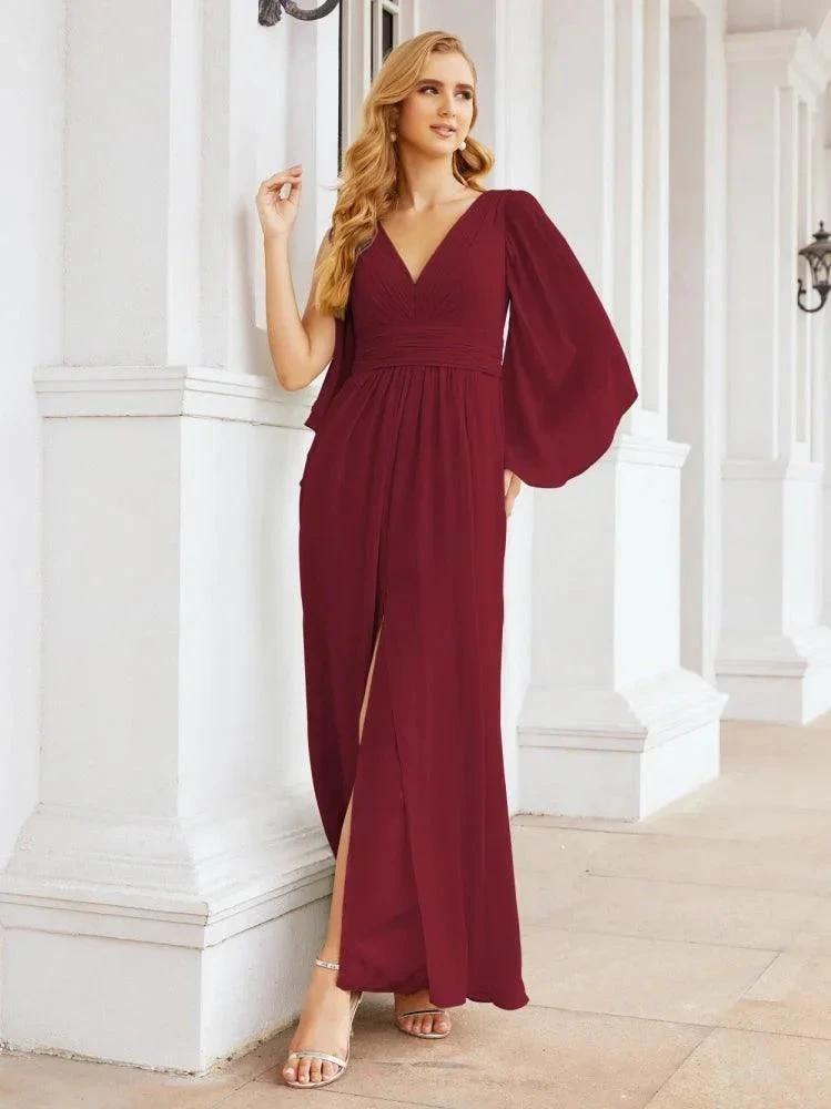 Numbersea Bridesmaid Dresses with Split for Wedding Party Flutter Sleeves 28045 by numbersea