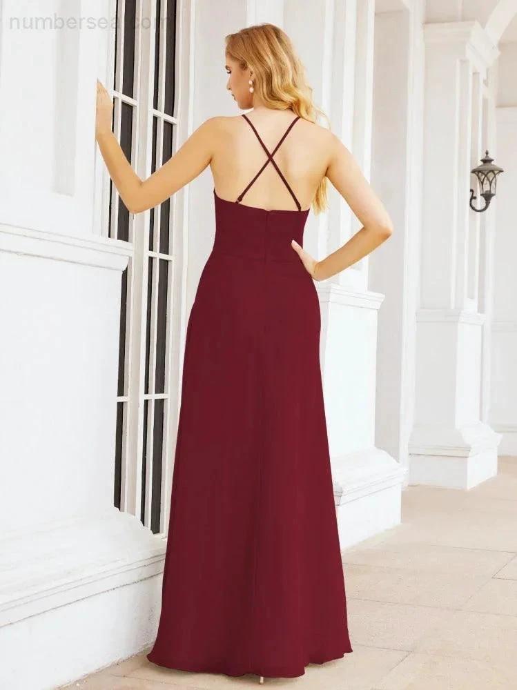 ZapDress Halter Bridesmaid Dresses with Pockets Sleeveless Formal Evening Party Prom Gowns  28055 (ZD17039)
