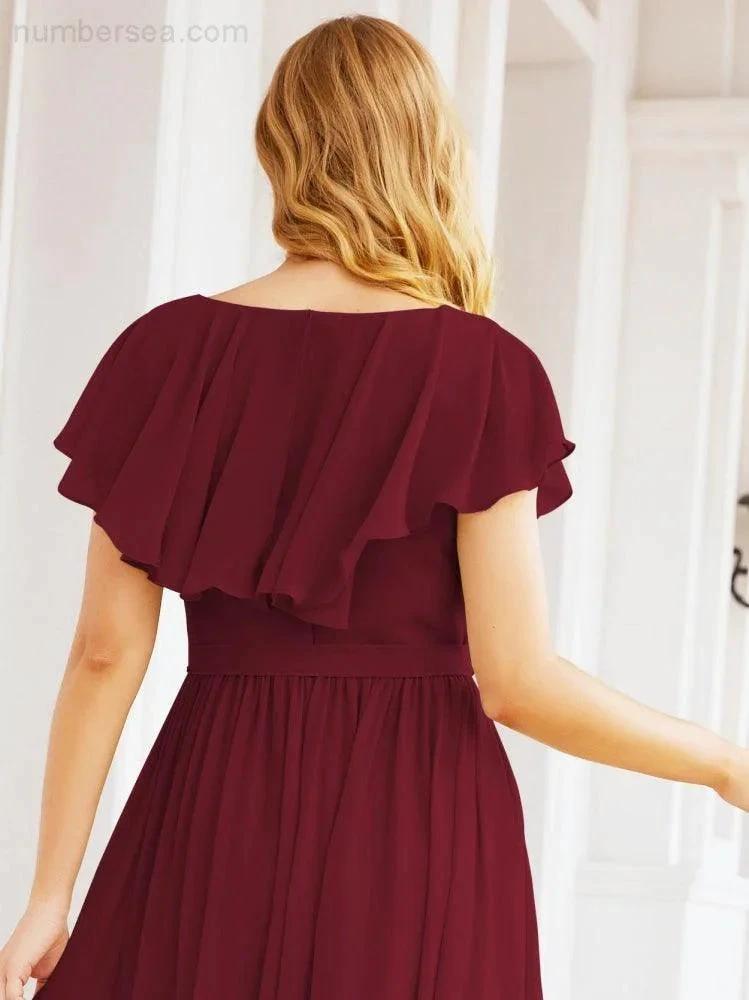 Bridesmaid Dresses with Flutter Sleeves Formal Evening Party Prom Gowns 28044 (ZD17033)